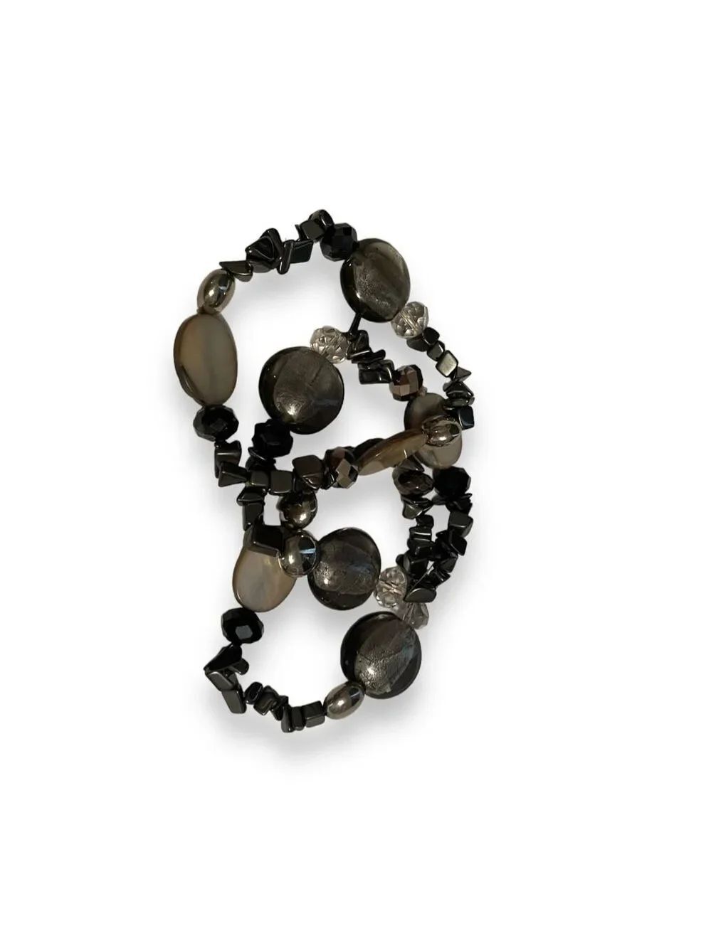 Beaded stretchy bracelets set of 3 fashion jewelry